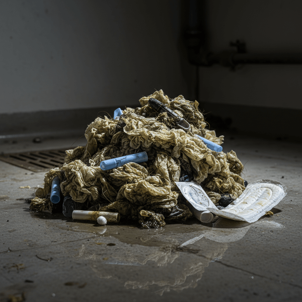 Feuchttücher im Abfluss