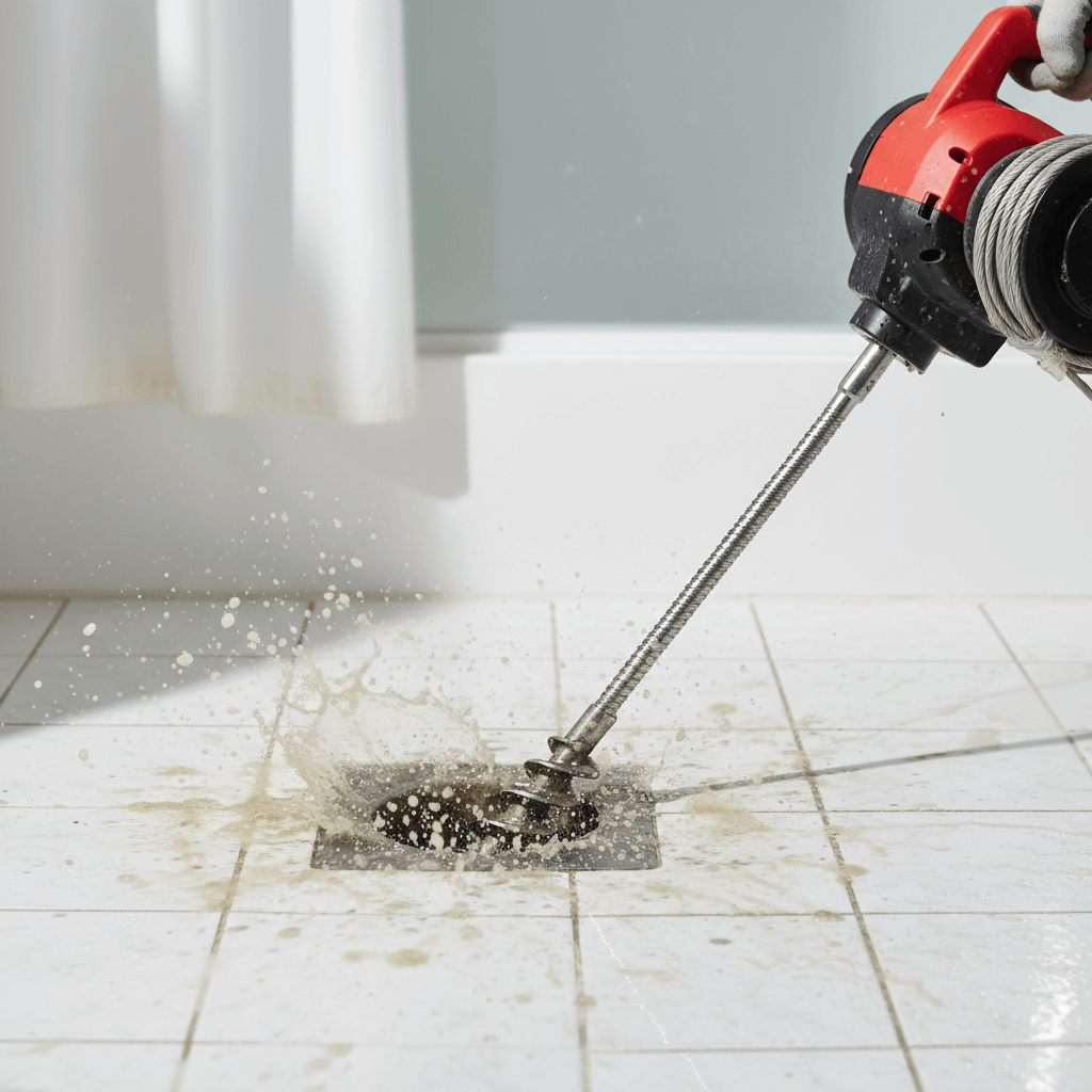 Einsatz einer elektrischen Spirale zur Rohrreinigung