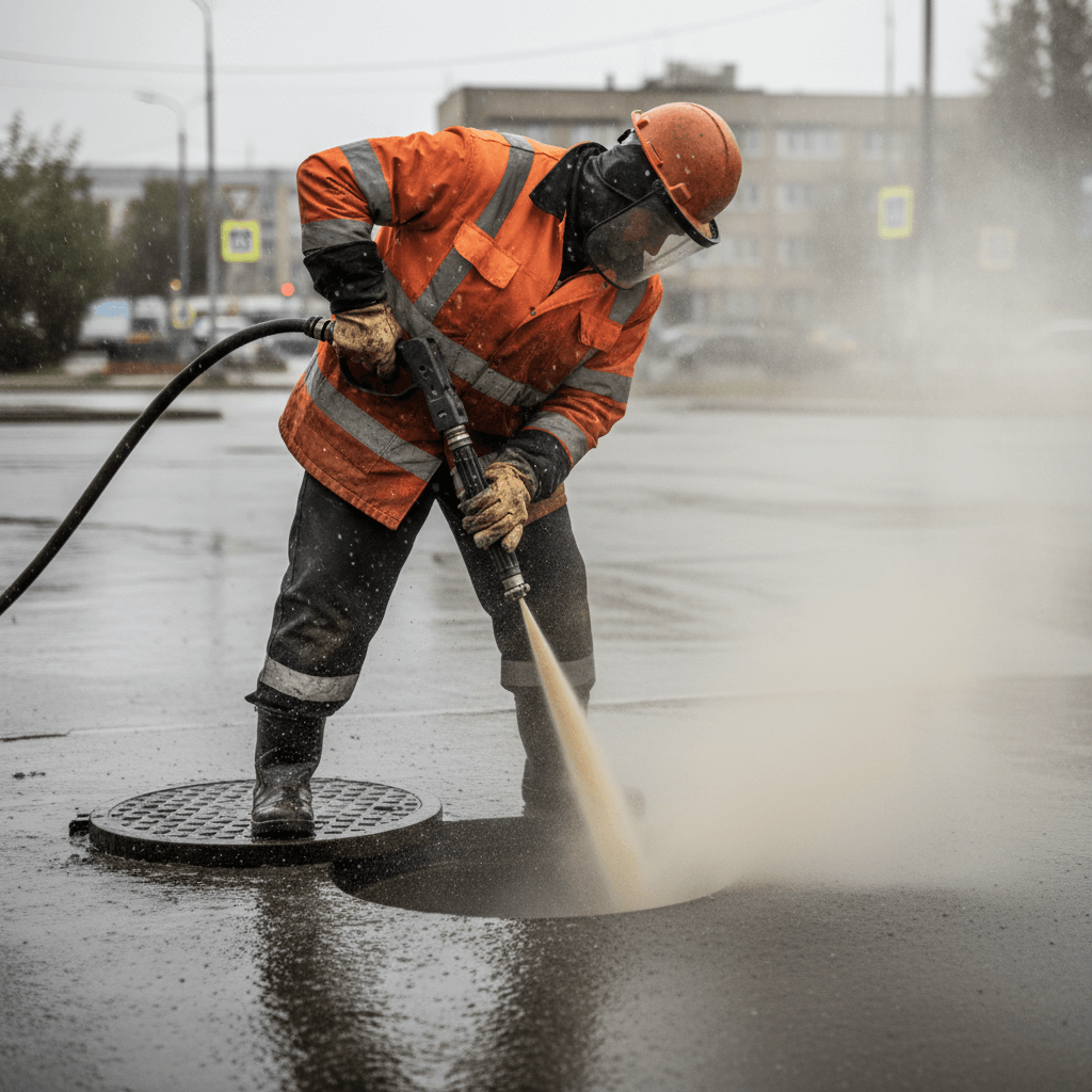 Hochdruckspülung eines Kanals